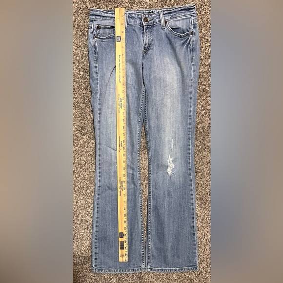 Levi’s Too Superlow 524 Distressed Denim Blue Jeans Bootcut Stretch Size 5 M - Picture 10 of 10